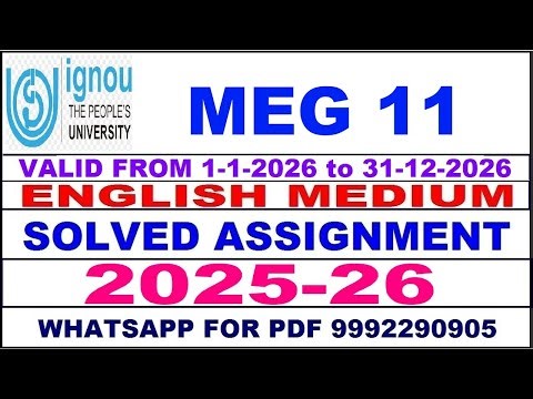 MEG 11 solved assignment 2025-26 in English || meg 11 solved assignment 2026 || meg11 2025-26