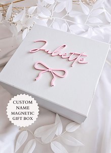 Personalized Baby Memory Box With Name Baby Keepsake Box Magnetic Gift Box Custom Newborn Girl Gift First Year Keepsake Box Pink Bow Box - Etsy