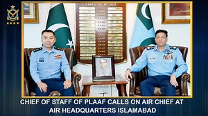 CHIEF OF STAFF OF PLAAF CALLS ON AIR CHIEF AT AIR HEADQUARTERS ISLAMABAD 08 July, 2025: A high level defence delegation led by Lieutenant General Wang Gang, Chief of Staff of People’s Liberation Army Air Force, called on Air Chief Marshal Zaheer Ahmed Baber Sidhu, Chief of the Air Staff, Pakistan Air Force, at Air Headquarters Islamabad. During the meeting, matters of mutual interest, regional security dynamics and avenues of enhanced bilateral cooperation, particularly in the domain of airpower