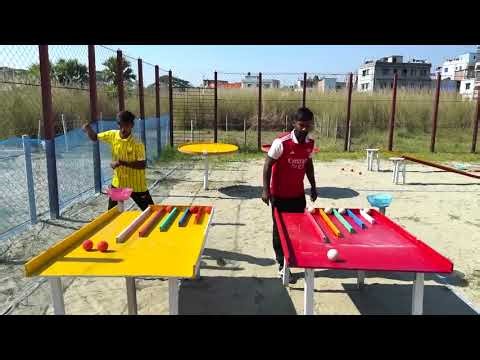 Creating their own obstacle course game – they're so creative!