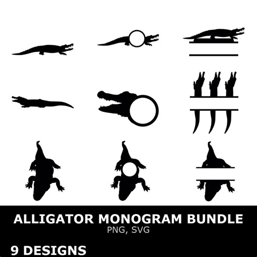 Alligator Monogram SVG Bundle, Alligator Monogram Clipart, Cutting Files for Cricut - Etsy