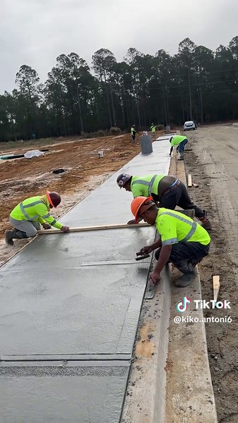 Concrete Laying Process at a Construction Site
