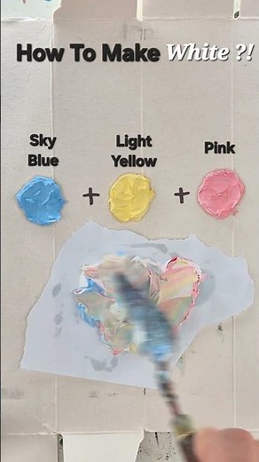 How to make White from just Sky Blue, Light Yellow, and Pink #colormixing #satisfying #whitecolour