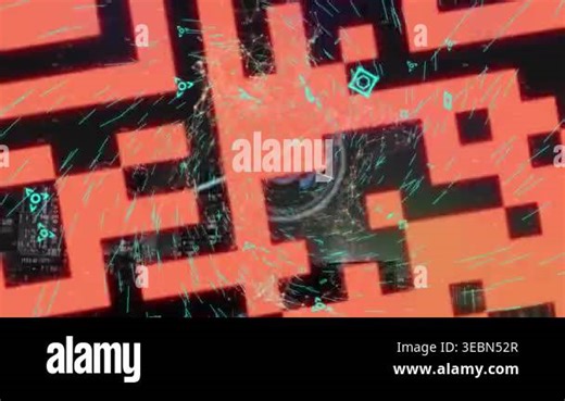 Animation of network of digital icons and qr code scanner against aerial view of cityscape at night. Global networking and business technology concept Stock Video Footage - Alamy