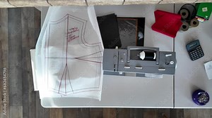 Sewing craft table and machine - overhead sliding reveal