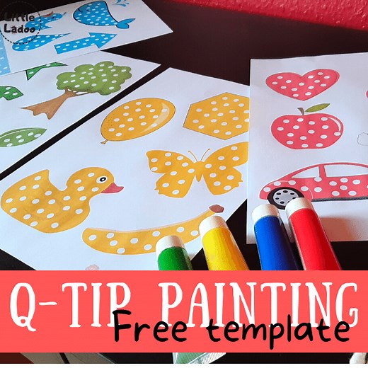 Q-Tip painting for Toddlers - 4 Free printable pages