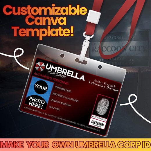 Umbrella Corp ID Card Canva Template | Customizable Cosplay ID (Digital Download)