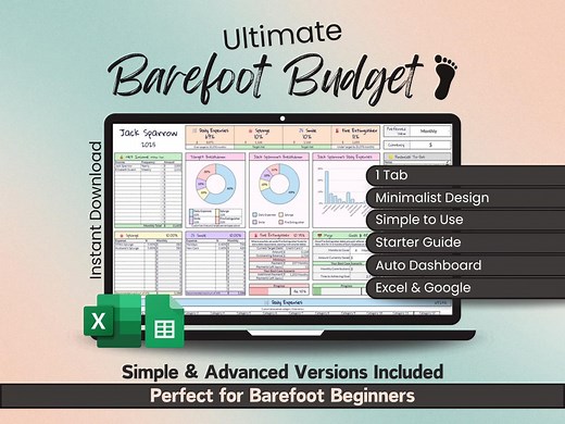 Barefoot Budget Spreadsheet | Debt Payoff Tracker | Google Sheets & Excel | Barefoot Investor - Etsy Australia