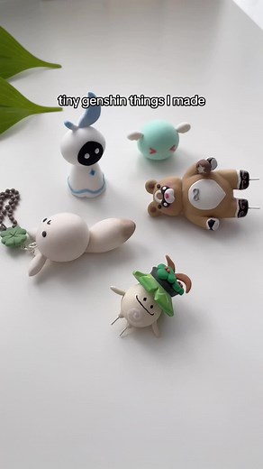 tiny genshin things I made with clay! Tutorials on my yt channel ^^ #genshin #genshinimpact #genshinimpactfanart #genshinart #guoba #clay #fyp