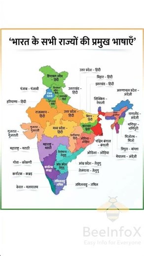 भारत के सभी राज्यों की प्रमुख भाषाएँ | Indian States & Languages Map | GK Hindi #gk #gkfacts #gkquiz