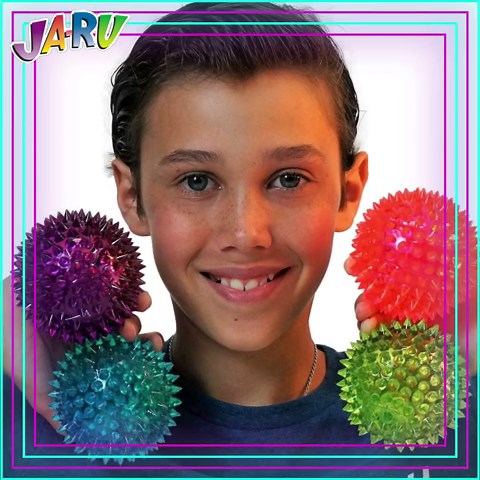 JA-RU Light Up Ball (1 Ball) Rubber Spiky Balls for Kids. Stress Relief Toy Autism Sensory Products. Dog Chew Toy Bulk Birthday Party Favors, Goodie Bag Stuffers. 699-1
