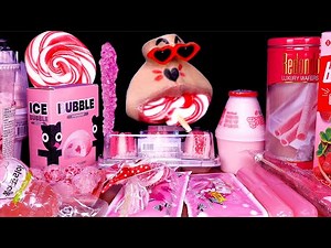 MUKBANG PINK COLOR FOODS 주멍이 핑크 디저트 먹방 RealMouth ASMR EATING SOUNDS