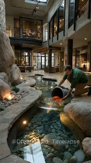 Minimal Zen Indoor Koi Pond | Peaceful Water Feature Idea