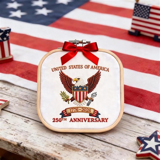 USA 250th Anniversary Embroidery Hoop, United States 1776–2026 Decor, Bald Eagle Great Seal Embroidered Gift, American Independence - Etsy