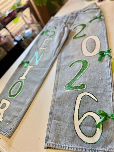 Custom Painted Jeans- Hand Painted WITH Embellishments Rhinestones Pearl Beads - Etsy