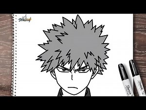 how to draw Katsuki Bakugo from My Hero Academia step by step