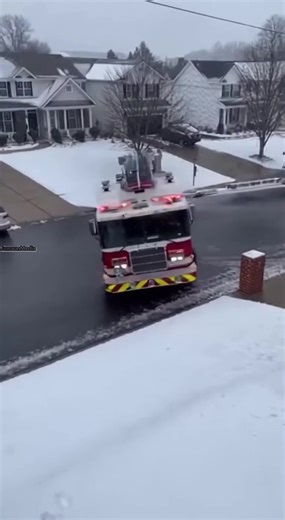 59K views · 66 reactions | Fire Ladder Truck Slides on Icy Hill,...