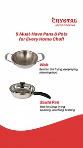 13 reactions | Discover the 5 must-have pans and pots every home chef needs! 菱 From frying to simmering, Crystal Cookware has you covered for every recipe. Follow us for more cooking tips and kitchen inspiration! ‍✨ #CrystalCookware #JoyOfCooking #crystal #cookware #tableware #KitchenEssentials #CookingAtHome #HomeCooking #ModernKitchen #DiningInStyle #DiningEssentials #QualityCookware | Crystal Cook N Serve | Facebook