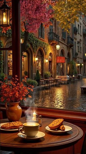 Cozy Rainy Coffee Shop☕Smooth Autumn Jazz Piano and Fireplace Sounds for Study, Reading & Relaxation