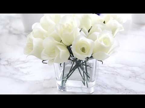 Easy Decor: Faux Water Flower Arrangement | DIY Glass Vase Flowers with Fake Water