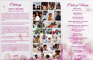 Floral Funeral Program Template: Pink Flowers, 11x17 Trifold (digital Download) - Etsy