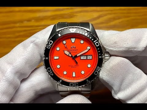 ORIENT RAY RAVEN II FAA02006M ORANGE DIAL DIVE WATCH