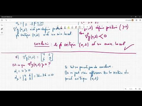 Optimisation sans contrainte(s), matrice hessienne, nature d'un point critique.
