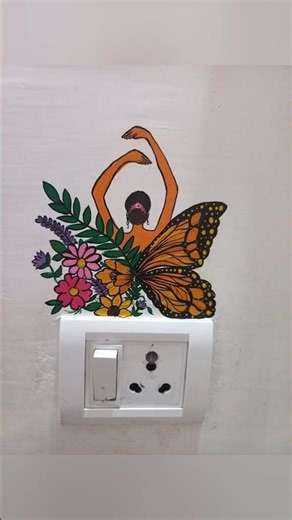 Part-2 | amazing switchboard decoration idea 😍| DIY butterfly wall decor | #shorts #youtubeshorts