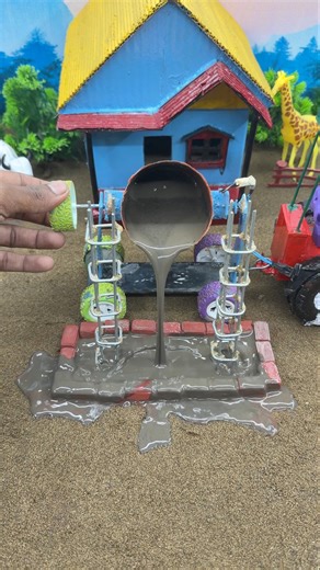 Toy Tractor Cement Work | Mini Construction Model