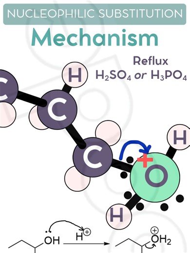 How Do Alcohols Undergo Elimination Reactions? Much like haloalkanes, alcohols have a polar bond which can be broken by an elimination reaction. In acidic conditions, the hydroxy group is protonated and then lost as water to leave a carbocation. This carbocation causes a proton to be lost from an adjacent carbon, forming an alkene and replacing the catalytic H . #learnontiktok #chemistry #revision #science #alevels #scienceteacher #mechanisms #reactions #alevelchemistryrevision #organicchemistry