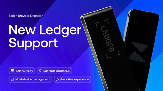 Zerion is one of the first wallets to support @Ledger's new Device Management Kit (DMK).Here's what's new for Ledger users on Zerion Extension:- Transact on @solana- Connect via Bluetooth for Nano X and newer (macOS only)- Smoother experience from unlock to signed transaction- Added support for all Ledger devices in Windows