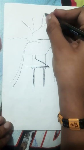 ## drawing using black pen##landscape