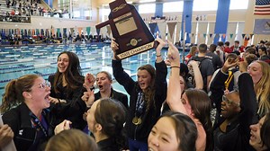 Watch Carl Albert swim teams celebrate after sweeping Class 5A championships