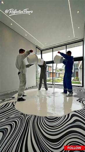 Zebra Wave Epoxy Floor Transformation #epoxyfloor #interiordesign #renovation