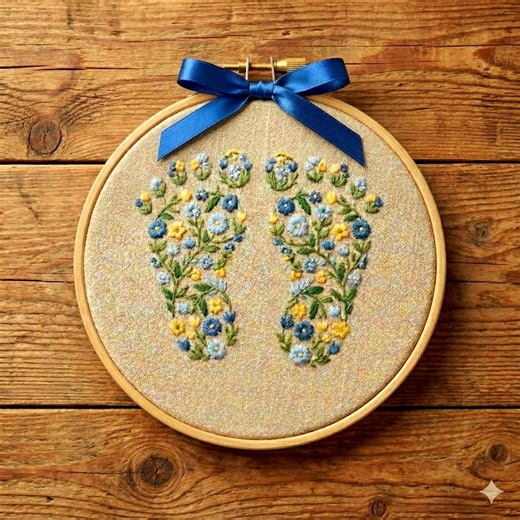 Baby Footprint Embroidery Pattern, Floral Newborn Keepsake, Name Wall Art (PDF Downloadable Template) - Etsy