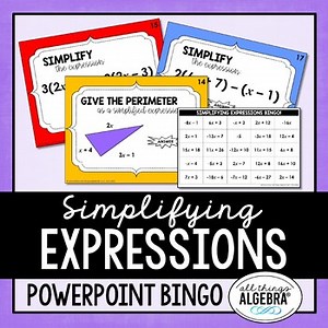 Simplifying Expressions (Distribute & Combine Like Terms) | Bingo Game