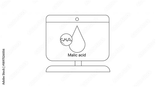 Malic Acid Visualization - Chemical Structure and Molecular Representation.
