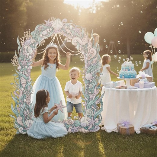 Mermaid Underwater Kingdom Photo Booth Frame | Kids Birthday Prop | Ocean Princess Party Decor - Etsy