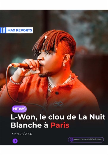L-Won, le clou de La Nuit Blanche à Paris L-Won s’est produit pour la première fois en France à l’occasion de La Nuit Blanche, le samedi 7 mars 2026. Pour l’occasion, l’artiste a livré une prestation truculente, électrisant le public dense venu goûter de visu à ce spectacle qui s'annonçait plein de promesses. Une nouvelle ligne qui vient allonger le palmarès du jeune artiste après le succès de son tout premier album Welcome, paru en octobre 2025 Durant son passage dans l’Hexagone, L-Won a égalem