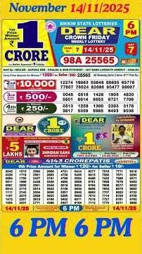 14/11/2025 6pm Nagaland State Dear Lottery Result Today | Live Dear Morning, Day & Night Result