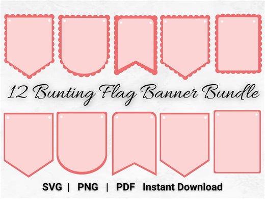 Bunting Banner SVG Bundle, Flag Banner SVG, Party Banner Template, Cricut Cut Files, Pennant Banner SVG, Printable Decor, Digital Download - Etsy