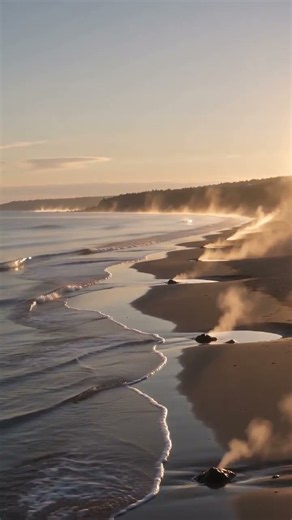 Relaxing Nature Ambience | a thermal beach at low tide with gentle waves