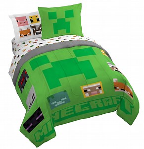 Sunny Side Up Minecraft Creeper 7 Piece Full Size Bed Set with Sham - Walmart.com