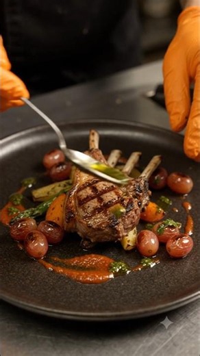 🔥 Fire-Roasted Grapes with Harissa Lamb #cooking #food #shorts