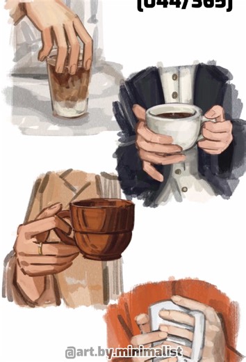 🕰1h 26m. How do you hold your mug? After I start drawing first one, I realize i cant really focus on the drawing, my head feels heavy, I took a nap,, more like nap took me.😅 I still feel tired, but hopefully i will get well soon 🥲 #handdrawing #sketching