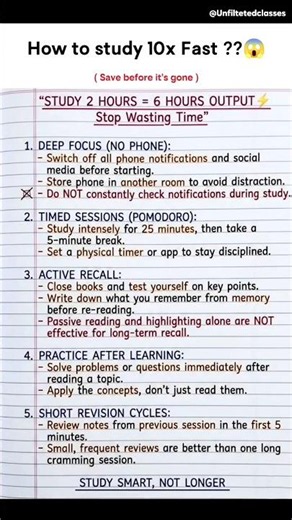 😱Stop Wasting Time ❌ Study 10X Faster With This Trick #shorts #unfilteredclasses