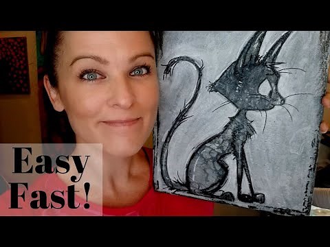 MIXED MEDIA ART TUTORIAL for BEGINNERS | How to Make a SUPER CUTE Mixed Media CAT!