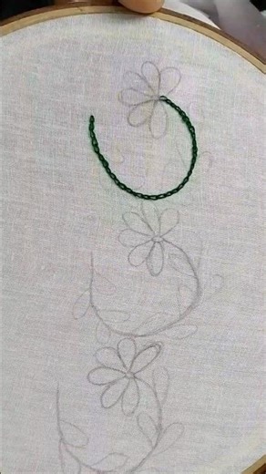 chain embroidery design#shortsfeed #beginnersstitch