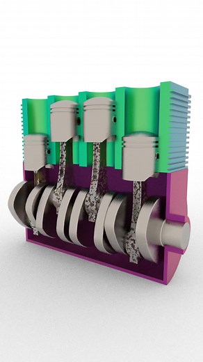 4Pistons engine #mechanical #engineeringlife #design #student #college #university #engineering #mechanicaldesign #3Dprinting #engineers #animation #designers #sourcing #CAD