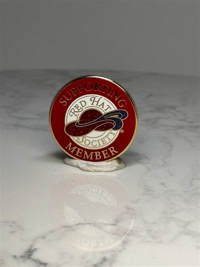 Red Hat Society Member Enamel Pin: Red Glitter Gold Tone - Fraternal Accessory - Etsy